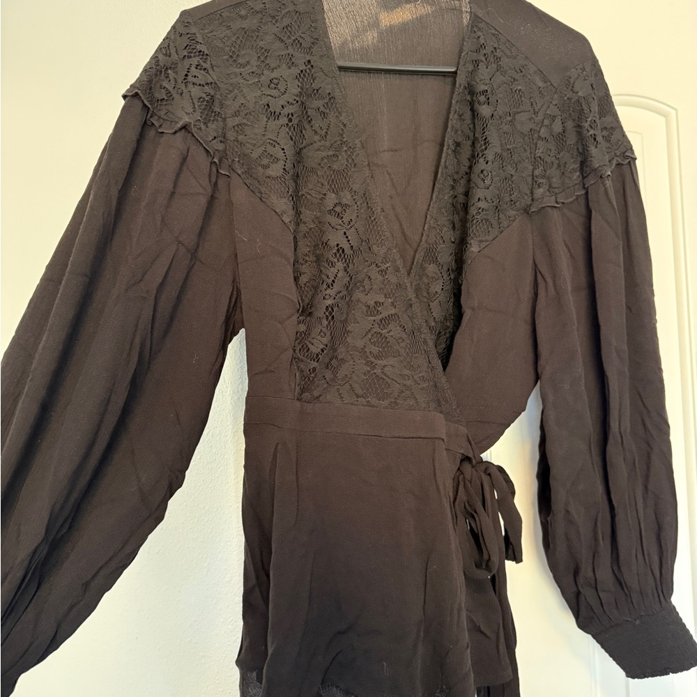 Torrid Black Lace Wrap Top